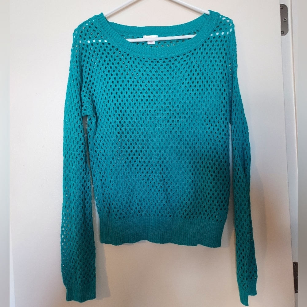 Never been worn Womens small Xhiliration teal see through sweater